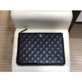 CHANEL 샤넬 2020 레더 클러치백,CHAB1237,28CM,블랙
