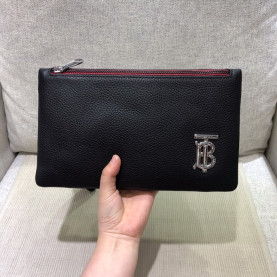 BURBERRY 2020 TB Leather Clutch Bag , 27cm - 버버리 2020 TB 남여공용 레더 클러치백 ,BURB0400,27cm,블랙