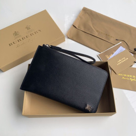 BURBERRY 2020 Leather Clutch Bag , 21cm - 버버리 2020 남성용 레더 클러치백 ,BURB0409,21cm,블랙,블루