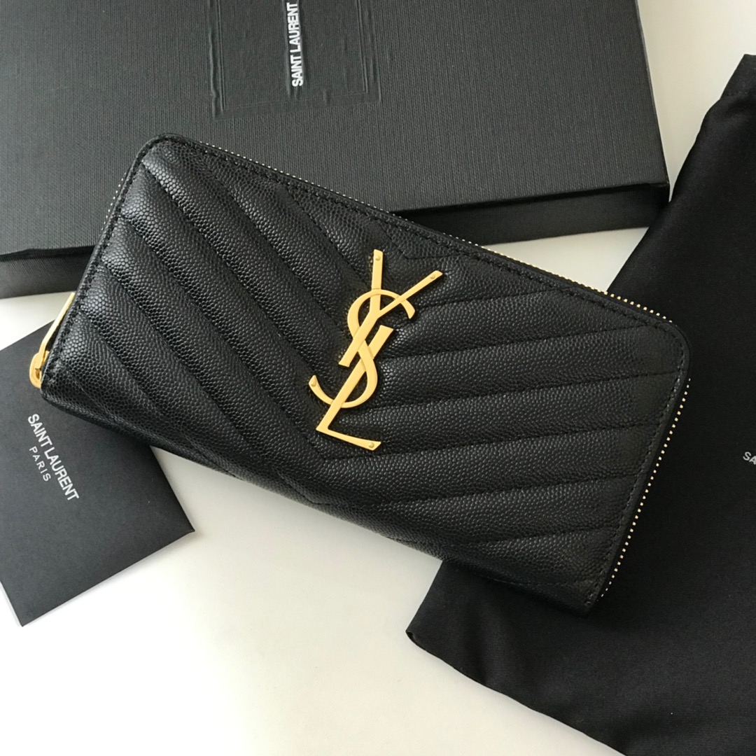 SAINT LAURENT 생로랑 마틀라세 지퍼지갑 블랙