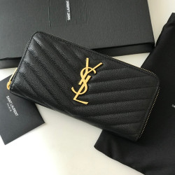 SAINT LAURENT 생로랑 마틀라세 지퍼지갑 블랙