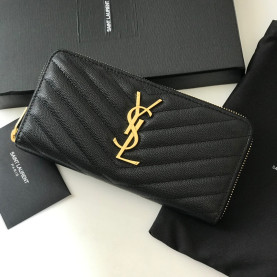 SAINT LAURENT 생로랑 마틀라세 지퍼지갑 블랙