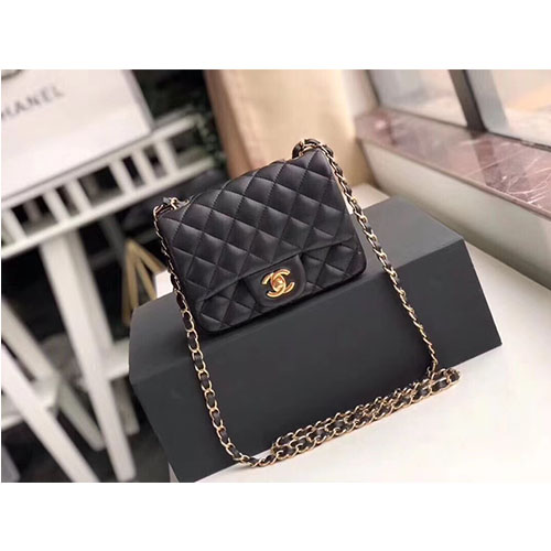 CHANEL 샤넬 클래식 미니 17cm A1115-16 램스킨 금장