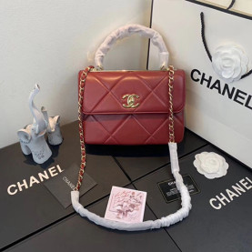 CHANEL 샤넬 트렌디CC 핸들 플랩백 A92236-10 램스킨 금장