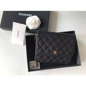 CHANEL 샤넬 클래식 체인 지갑 A84310-4 캐비어 금장