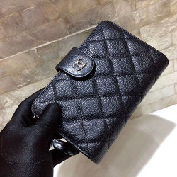 CHANEL 샤넬 지갑 캐비어 은장 15CM AS30211