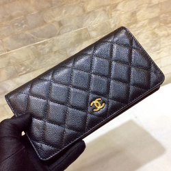 CHANEL 샤넬 장지갑 캐비어 금장 18.5CM AS305218