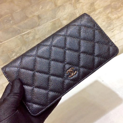 CHANEL 샤넬 장지갑 캐비어 은장 18.5CM AS30527