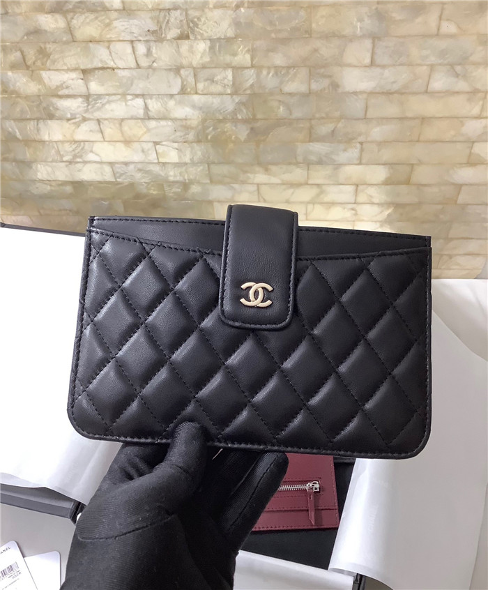 CHANEL 샤넬 램스킨 카드 장지갑 C14012