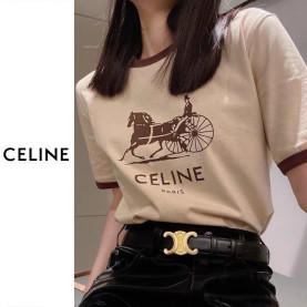 ●9월 판매 1위● CELINE 셀린느 배색 마차 반팔티셔츠 4COLOR