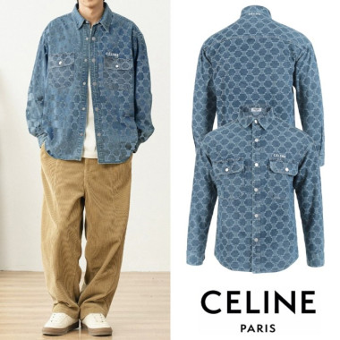 CELINE 셀린느 트리오페 멀티자수 연청 데님 셔츠
