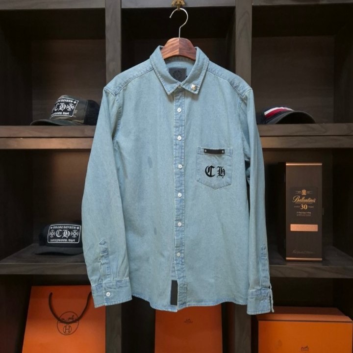 CHROME HEARTS 크롬하츠 카라 메탈스터드 워싱빈티지 청 셔츠