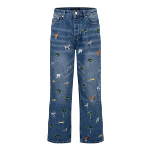 LOUIS VUITTON 루이비통 사파리 테마 자수 데님 팬츠