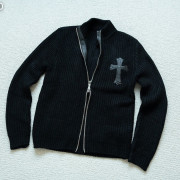 ●2월 판매 5위● CHROME HEARTS 크롬하츠 레더 크로스 집업 니트 가디건