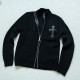CHROME HEARTS 크롬하츠 레더 크로스 집업 니트 가디건
