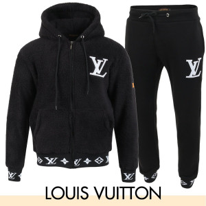 LOUIS VUITTON 루이비통 로고 자수 시보리 양털 셋업