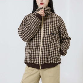 MIUMIU 미우미우 플리스 안감 체크 블루종 재킷