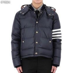 THOM BROWNE 톰브라운 마테 4선 후드 다운 봄버 자켓