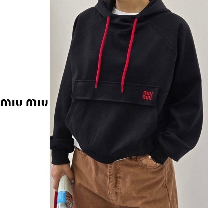 MIUMIU 미우미우 캥거루 자수 기모 후드 3COLOR