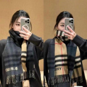 BURBERRY 버버리 컨트라스트 체크 캐시미어 스카프