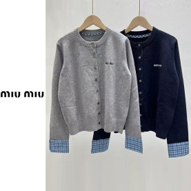 MIUMIU 미우미우 체크 레이어드 니트