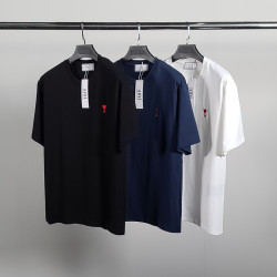 AMI 아미 스몰하트자수 코튼 반팔티