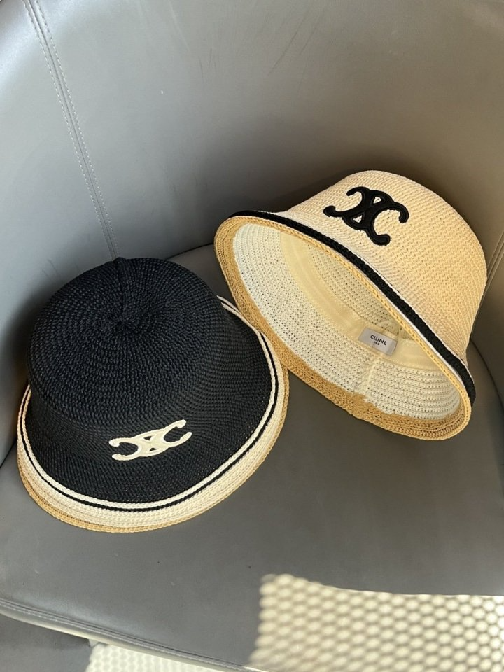 CELINE 셀린느 배색 라탄 버킷햇