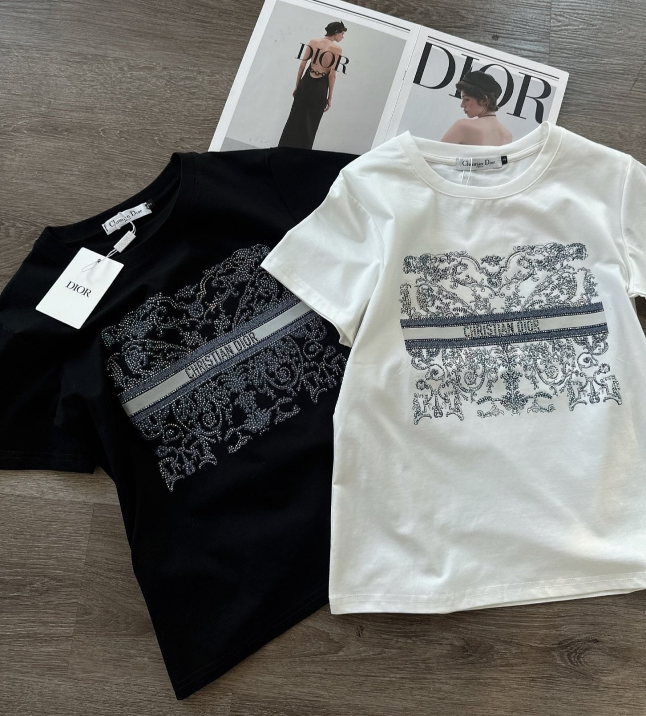 DIOR 디올 크리스탈 슬리브 티셔츠