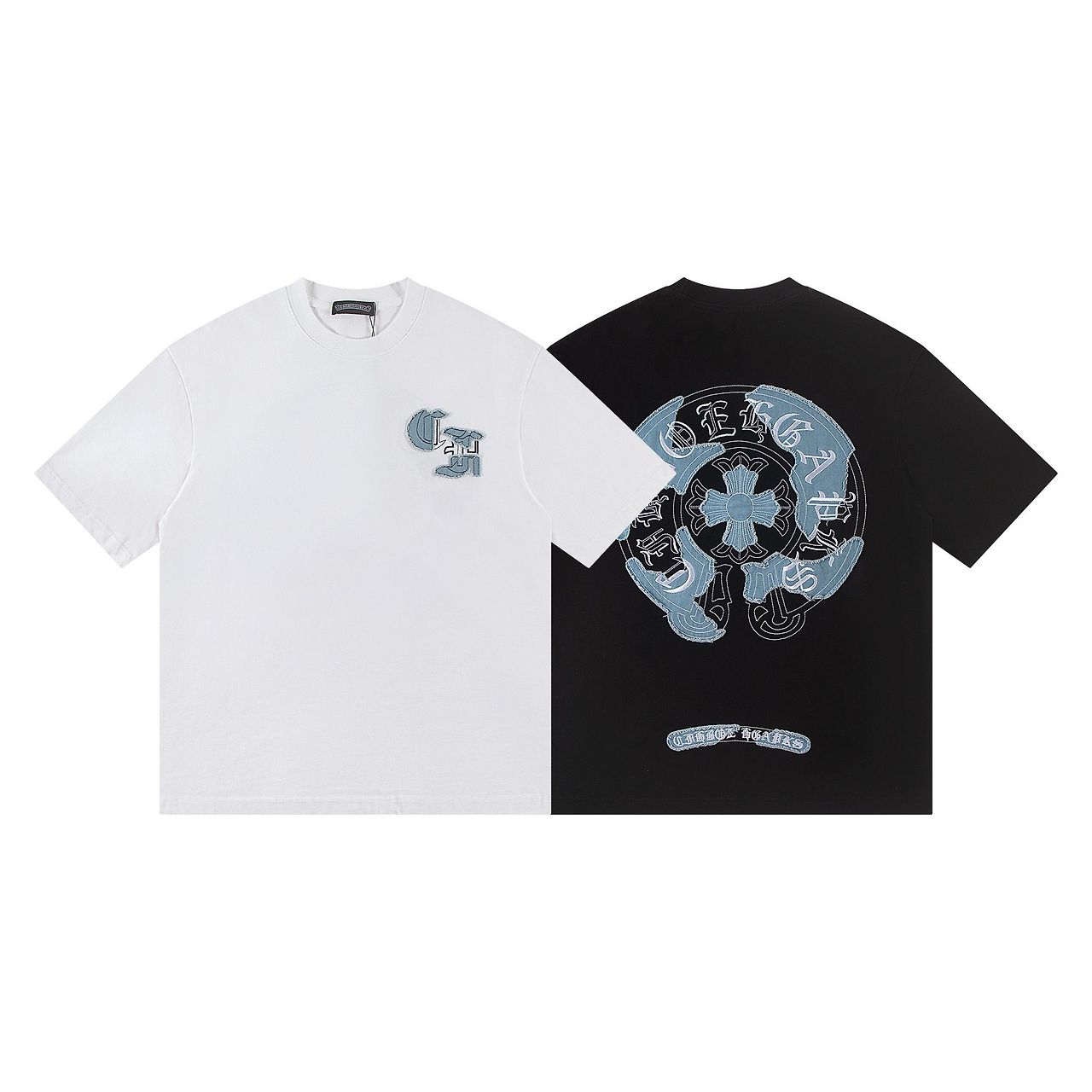 CHROME HEARTS 크롬하츠 6394 데님 패치 홀스슈 반팔