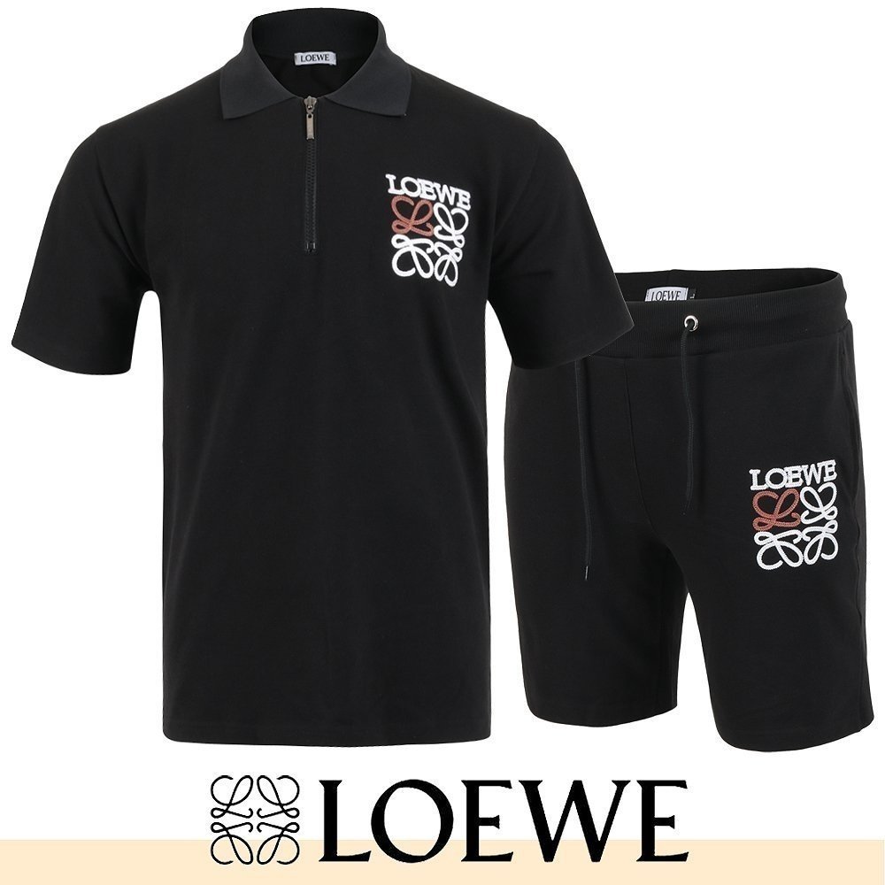 LOEWE 로에베 아나그램 자수 지퍼 카라 하프 셋업