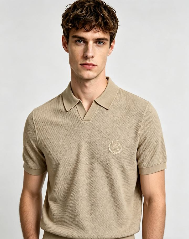 LOROPIANA 로로피아나 64312 크레스트 자수 폴로 니트 반팔 2COLOR