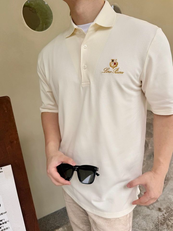 LOROPIANA 로로피아나 64315 엠브로이더드 크레스트 코튼 피케 폴로 반팔 2COLOR