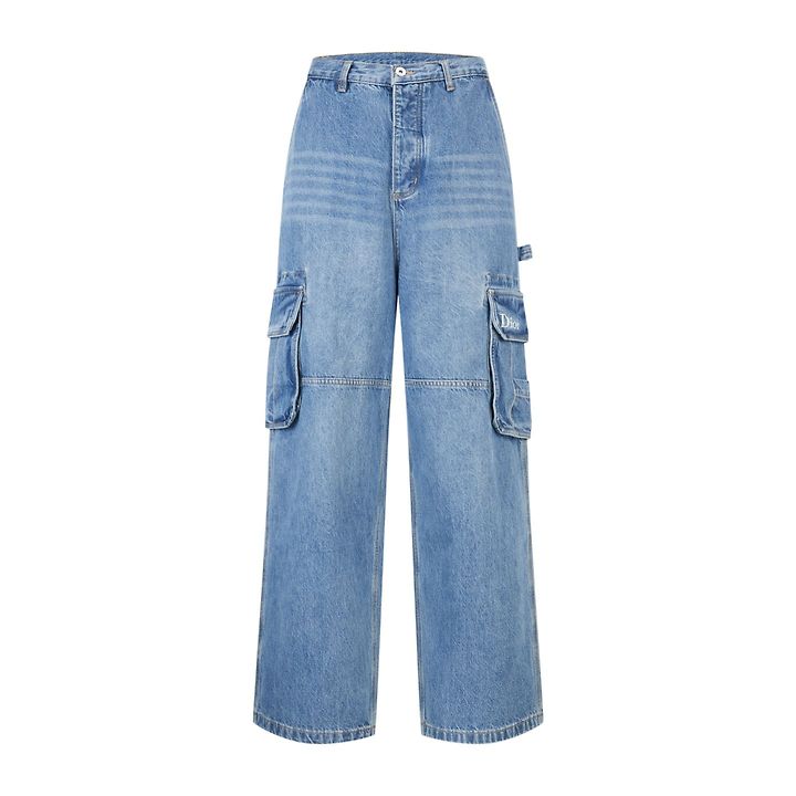 DIOR 디올 607094 로고 자수 카고 데님 팬츠