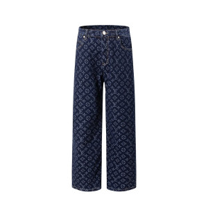 LOUIS VUITTON 루이비통 607158 모노그램 자카드 인디고 데님 팬츠