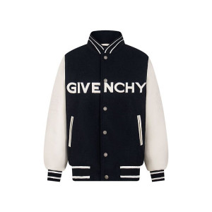 GIVENCHY 지방시 60189 엠브로이더드 로고 울 앤 레더 바시티 자켓