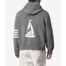 THOM BROWNE 톰브라운 세일 보트 인타르시아 사선 집업 후드 2COLOR