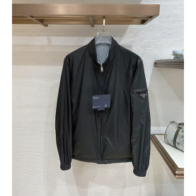 PRADA 프라다 리나일론 삼각로고 양면 블루종 자켓