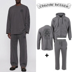 CHROME HEARTS 크롬하츠 트리플 크로스 프린팅 3P 오버핏 후드 집업 셋업