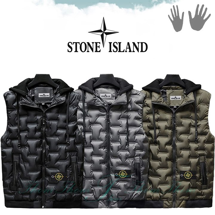 STONE ISLAND 스톤아일랜드 고주파 후드 패딩 베스트