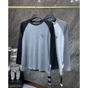 CHROME HEARTS 크롬하츠 7028 세메터리 크로스 레더 패치 래글런 니트