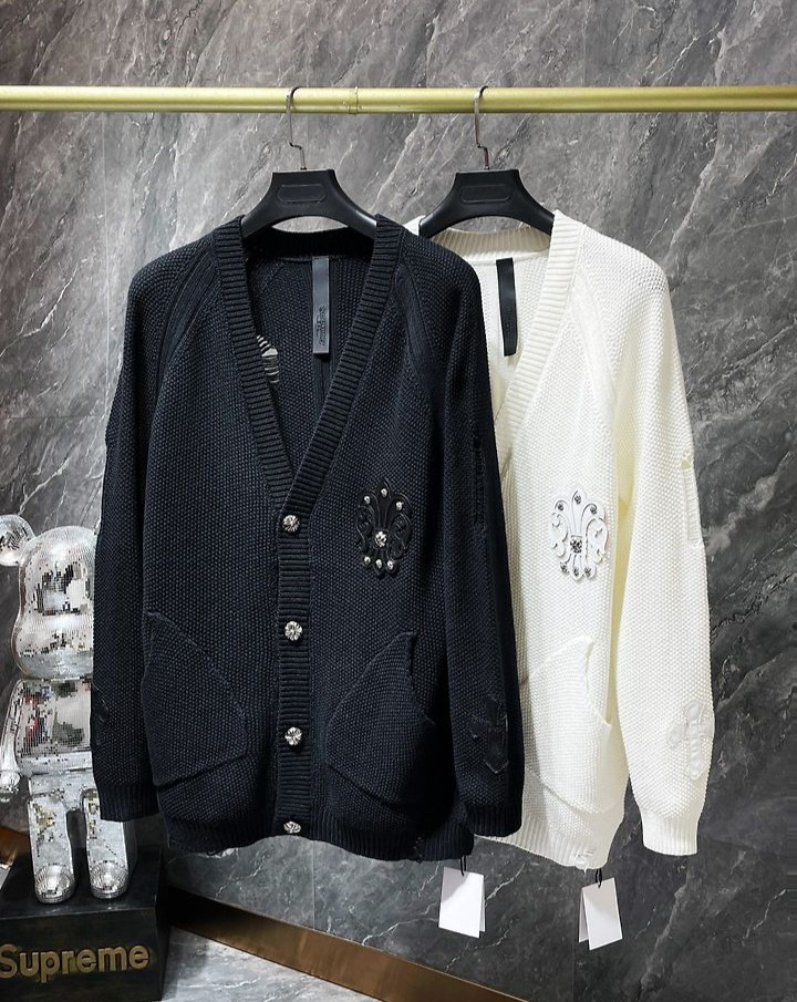 CHROME HEARTS 크롬하츠 7044 플뢰르 디스트로이드 니트 가디건