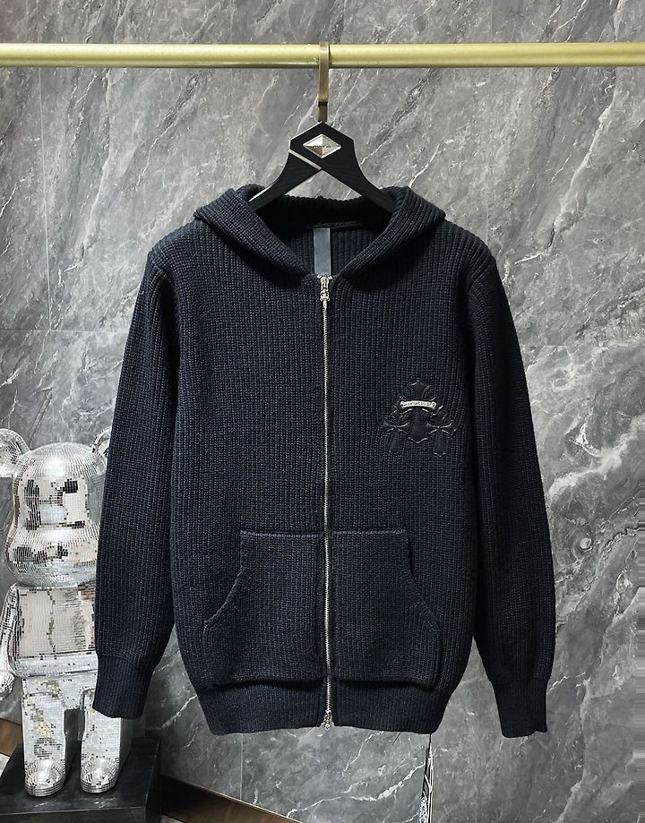 CHROME HEARTS 크롬하츠 7046 Y NOT 세메터리 크로스 니트 후드 집업